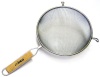 Winco MS3A-8S Strainer, 8 dia., Single Fine Mesh, Flat Wooden Handle