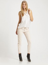 Slim and sophisticated in figure-hugging stretch denim, updated in a muted leopard print.THE FITSlim fitRise, about 8Inseam, about 27½THE DETAILSZip flyFive-pocket style98% cotton/2% elastaneHand washMade in USA of imported fabricModel shown is 5'11 (180cm) wearing US size 4. Slim and sophisticated in figure-hugging stretch denim, updated in a muted leopard print.THE FITSlim fitRise, about 8Inseam, about 27½THE DETAILSZip flyFive-pocket style98% cotton/2% elastaneHand washMade in USA of imported fabricModel shown is 5'11 (180cm) wearing US size 4.