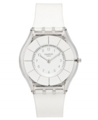 Stay stunning in white with this classic White Classiness collection Swatch watch. Stay stunning in white with this classic White Classiness collection Swatch watch.