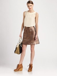 Guaranteed to make an instant fashion statement, this skirt with classic tailored details also offers a universally flattering A-line silhouette. A-line styleFront patch pocketsExposed back zipperBack waist darts and welt pocketsAbout 19 long40% polyester/30% acrylic/30% cottonDry cleanImported Model shown is 5'9½ (176cm) wearing US size 4. Guaranteed to make an instant fashion statement, this skirt with classic tailored details also offers a universally flattering A-line silhouette. A-line styleFront patch pocketsExposed back zipperBack waist darts and welt pocketsAbout 19 long40% polyester/30% acrylic/30% cottonDry cleanImported Model shown is 5'9½ (176cm) wearing US size 4.