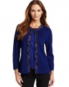 Jones New York Women's 3/4 Sleeve Beaded Cardigan