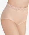 Wacoal Underwear Bodysuede Lace Waist Brief, French Nude, Size 8