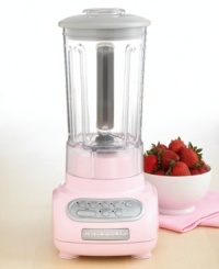 Blend for something better! With its pink color palette, unique contours and unsurpassed power, this polycarbonate jar blender is the clear choice for your culinary needs. Built for continual blending, the patented razor-sharp stainless steel blades whirl until the job is done. One-year warranty. Model KSB560PK. Blend for something better! With its pink color palette, unique contours and unsurpassed power, this polycarbonate jar blender is the clear choice for your culinary needs. Built for continual blending, the patented razor-sharp stainless steel blades whirl until the job is done. One-year warranty. Model KSB560PK.