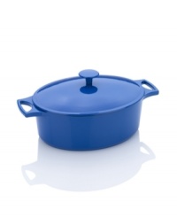 Designed by Michelle Bernstein, one of our pro chefs from The Culinary Council, this cast iron professional combines unbeatable enamel style with incredible performance. The perfect assistant for whipping up hearty stews, slow-cooking juicy meats and conquering any dish, the oval dutch oven, with extra-heavy lid, locks in flavor and moisture for masterpiece meals that go straight from oven to table. 1-year warranty. Designed by Michelle Bernstein, one of our pro chefs from The Culinary Council, this cast iron professional combines unbeatable enamel style with incredible performance. The perfect assistant for whipping up hearty stews, slow-cooking juicy meats and conquering any dish, the oval dutch oven, with extra-heavy lid, locks in flavor and moisture for masterpiece meals that go straight from oven to table. 1-year warranty.