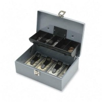Sparco Cash Box, 5 Compartments, 11-3/8 x 7-1/2 x 3-3/8 Inches, Gray(SPR15507) Sparco Cash Box, 5 Compartments, 11-3/8 x 7-1/2 x 3-3/8 Inches, Gray(SPR15507)