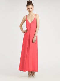 An inverted front pleat and deep V neckline shape this floor-sweeping silk gown.Adjustable spaghetti strapsV necklineSlightly flared hemAbout 35 from natural waistSilkDry cleanImportedModel shown is 5'10 (177cm) wearing US size Small. An inverted front pleat and deep V neckline shape this floor-sweeping silk gown.Adjustable spaghetti strapsV necklineSlightly flared hemAbout 35 from natural waistSilkDry cleanImportedModel shown is 5'10 (177cm) wearing US size Small.