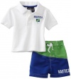 Nautica Sportswear Kids Baby-boys Infant Short Sleeve Solid Knit Shirt with Swim Trunk, Sail White, 12/18