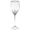 A classic pattern now features a platinum metal band creating pieces that are even more striking than the original. Wine, goblet, flute and iced beverage are available to make a full suite.
