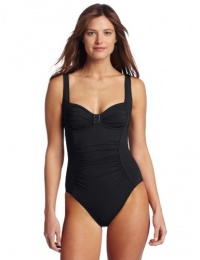 Calvin Klein Women's Solid Shirred One Piece Swimsuit Calvin Klein Women's Solid Shirred One Piece Swimsuit