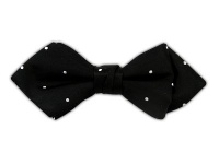 100% Silk Woven Black and White Satin Dot Diamond Tip Self-Tie Bow Tie 100% Silk Woven Black and White Satin Dot Diamond Tip Self-Tie Bow Tie