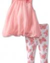 Calvin Klein Baby-Girls Newborn Tunic With Printed Butterfly Leggings, Pink, 3/6 Months