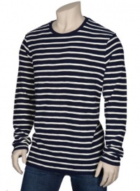Vince Thermal Cotton Crewneck Sweater XX-Large Navy Blue & Cream Stripes 2X Vince Thermal Cotton Crewneck Sweater XX-Large Navy Blue & Cream Stripes 2X
