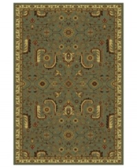 This traditionally styled rug from the St. Lawrence collection relies on timeless design to convey its stunning message. With an elaborate network of vines, blossoms and leaves woven into a sea green field, the unique rug brings classic grace and elegance into your home. This traditionally styled rug from the St. Lawrence collection relies on timeless design to convey its stunning message. With an elaborate network of vines, blossoms and leaves woven into a sea green field, the unique rug brings classic grace and elegance into your home.