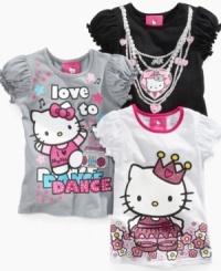 Pretty bling. Set her style off with one of these flashy tees from Hello Kitty, sure to start a party. Pretty bling. Set her style off with one of these flashy tees from Hello Kitty, sure to start a party.