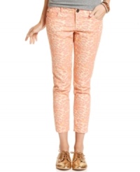 An animal-print skinny so fierce they'll make you pounce! Celebrity Pink Jeans' fresh take on denim features a cute colored wash and a cropped hem for added style. An animal-print skinny so fierce they'll make you pounce! Celebrity Pink Jeans' fresh take on denim features a cute colored wash and a cropped hem for added style.