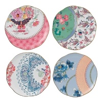 The latest addition to the Wedgwood Harlequin Tea Story, the Butterfly Bloom tidbit plates feature vintage-inspired colors, patterns and shapes finely detailed on bone china with elegant gold rims. They're exquisitely boxed in signature Wedgwood packaging to make a fabulous gift for any true tea lover.