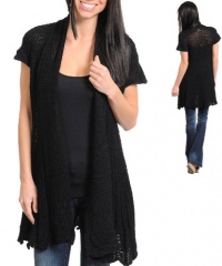 G2 Fashion Square Cable Knit Short Sleeves Long Cardigan G2 Fashion Square Cable Knit Short Sleeves Long Cardigan