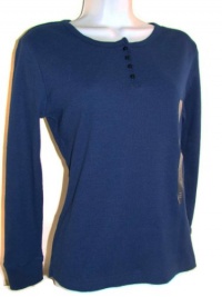 Charter Club Intimates Henley Waffle Long Sleeve Sleep Shirt