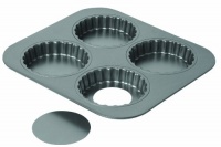 Chicago Metallic Tartlett Pan 4 Cavity, 10.60-Inch by, 9.90-Inch by 1.30-Inch (3-1/2-Inch by .90 Cavities) Chicago Metallic Tartlett Pan 4 Cavity, 10.60-Inch by, 9.90-Inch by 1.30-Inch (3-1/2-Inch by .90 Cavities)