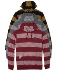 Thick, rugby-style stripes give the hoodie a whole new game: Hooded pullover with kangaroo pocket from LRG. Thick, rugby-style stripes give the hoodie a whole new game: Hooded pullover with kangaroo pocket from LRG.