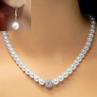 Classic Swarovski Crystal Pearl Necklace and Earrings Set - 17, White, 10mm Classic Swarovski Crystal Pearl Necklace and Earrings Set - 17, White, 10mm