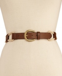 Braided rope and faux-leather are formed into a stylish belt by Style&co., adding an unexpected touch to any ensemble. Braided rope and faux-leather are formed into a stylish belt by Style&co., adding an unexpected touch to any ensemble.