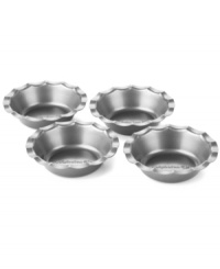 Pie per person! These pans are perfect for individual servings of your favorite sweet treats. A heavy-gauge steel construction features two interlocking layers of superior nonstick that makes food release a cinch. Lifetime warranty. Pie per person! These pans are perfect for individual servings of your favorite sweet treats. A heavy-gauge steel construction features two interlocking layers of superior nonstick that makes food release a cinch. Lifetime warranty.