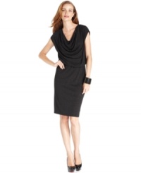 Made from glittering fabric, Ellen Tracy's blouson dress is an easy choice for a night out. Made from glittering fabric, Ellen Tracy's blouson dress is an easy choice for a night out.