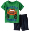 Kids Headquarters Baby-Boys Infant Tee With Blue Denim Short, Green, 18 Months