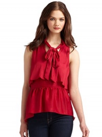 THE LOOKSash ties around the neckV-neckDraped yokePintucked waistbandPleated hem with rufflesBack zipperTHE FITAbout 25 from shoulder to hemTHE MATERIALPolyesterFully linedCARE & ORIGINMachine washImportedModel shown is 5'10 (177cm) wearing US size Small. THE LOOKSash ties around the neckV-neckDraped yokePintucked waistbandPleated hem with rufflesBack zipperTHE FITAbout 25 from shoulder to hemTHE MATERIALPolyesterFully linedCARE & ORIGINMachine washImportedModel shown is 5'10 (177cm) wearing US size Small.
