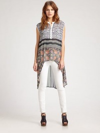 Inspired by Dutch textiles, this artfully-printed top boasts an oversized silhouette and contoured hi-lo hem.Band collarButton-down placketExtended shouldersFlat frontHem longer in backAbout 24 from shoulder to hemPolyesterDry cleanMade in USA of imported fabricModel shown is 5'8½ (174cm) wearing US size Small. Inspired by Dutch textiles, this artfully-printed top boasts an oversized silhouette and contoured hi-lo hem.Band collarButton-down placketExtended shouldersFlat frontHem longer in backAbout 24 from shoulder to hemPolyesterDry cleanMade in USA of imported fabricModel shown is 5'8½ (174cm) wearing US size Small.