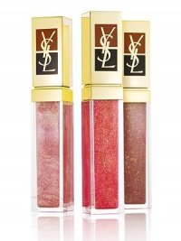 Dress your lips in sophisticated, high-shine shimmer with Yves Saint Laurent Golden Gloss, featuring sparkling 24-carat gold flecks (0.2%). With a complex of nourishing oils to protect and hydrate your lips and a fresh mango scent, these glosses are instant gratification for lips offering glamour and care together. Contains: Golden Gloss No. 2, 3, 10 