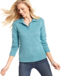 Karen Scott's soft sweater features chic marled knit and a variety of smart colors to choose from! Pair it with jeans for essential weekend style. Karen Scott's soft sweater features chic marled knit and a variety of smart colors to choose from! Pair it with jeans for essential weekend style.