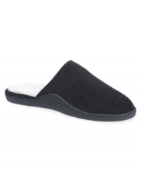 These stylish clog slippers for men with a center vamp stitch look and feel amazing. This pair of men's house shoes from Isotoner also features a soft micro-suede outer, a warm fleece inner, and a sherpasoft-lined footbed. Machine washable. Imported. These stylish clog slippers for men with a center vamp stitch look and feel amazing. This pair of men's house shoes from Isotoner also features a soft micro-suede outer, a warm fleece inner, and a sherpasoft-lined footbed. Machine washable. Imported.