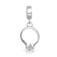 Bling Jewelry Silver CZ Engagement Ring Dangle Charm Pandora Compatible Bead Bling Jewelry Silver CZ Engagement Ring Dangle Charm Pandora Compatible Bead