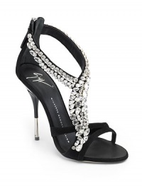 THE LOOKCurvy suede straps with crystal embellishmentBack zipperMetal accented stiletto heelsTHE FITCovered heel 4½ (115mm)THE MATERIALSuede upperLeather lining and soleORIGINMade in Italy THE LOOKCurvy suede straps with crystal embellishmentBack zipperMetal accented stiletto heelsTHE FITCovered heel 4½ (115mm)THE MATERIALSuede upperLeather lining and soleORIGINMade in Italy