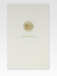 This tablet cover is stamped with a sun motif, hand-engraved in gold metallic ink, along with the text Bright Ideas in green.50 sheetsAbout 4.25 X 6.5Hand-engravedMade in USA This tablet cover is stamped with a sun motif, hand-engraved in gold metallic ink, along with the text Bright Ideas in green.50 sheetsAbout 4.25 X 6.5Hand-engravedMade in USA