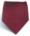 100% Silk Woven Crimson Pindot Tie