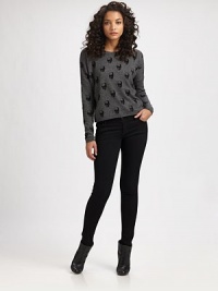 Contrasting skull pattern, dropped shoulders and a rolled hem rejuvenate this wool and cashmere basic. RoundneckDropped shouldersLong sleeves70% wool/30% cashmereDry cleanImportedModel shown is 5'9 (176cm) wearing US size Small. Contrasting skull pattern, dropped shoulders and a rolled hem rejuvenate this wool and cashmere basic. RoundneckDropped shouldersLong sleeves70% wool/30% cashmereDry cleanImportedModel shown is 5'9 (176cm) wearing US size Small.