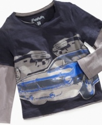Start your engines. The muscle car graphic on the front of this twofer from Flapdoodles kicks his style into high gear. Start your engines. The muscle car graphic on the front of this twofer from Flapdoodles kicks his style into high gear.