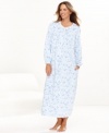 Sweetness you won't feel guilty craving. Pretty lace trim adorns this microfleece nightgown by Lanz of Salzburg.