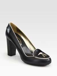 Grounded by a substantial stacked heel, this leather style has contrasting trim and logo metal-tip ties. Stacked heel, 4 (100mm)Leather upperLeather liningRubber solePadded insoleMade in ItalyOUR FIT MODEL RECOMMENDS ordering true size. Grounded by a substantial stacked heel, this leather style has contrasting trim and logo metal-tip ties. Stacked heel, 4 (100mm)Leather upperLeather liningRubber solePadded insoleMade in ItalyOUR FIT MODEL RECOMMENDS ordering true size.