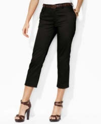Rendered in sleek stretch twill, these Lauren by Ralph Lauren pants are crafted with a slim, cropped leg for modern style. Rendered in sleek stretch twill, these Lauren by Ralph Lauren pants are crafted with a slim, cropped leg for modern style.