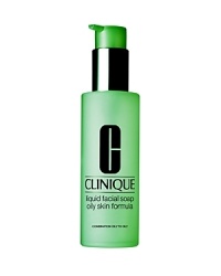 All the benefits of Clinique's famous dermatologist-developed facial soap in a new liquid formula. Cleanses without stripping protective lipids. Preps skin for the exfoliating action of Clarifying Lotion. Convenient pump dispenses just the right amount. 6.7 fl oz.