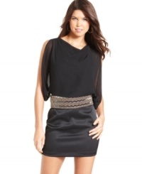 With its filmy bodice of chiffon and seductive, open-back design, XOXO's sleeveless dress provides an immediate style-high. With its filmy bodice of chiffon and seductive, open-back design, XOXO's sleeveless dress provides an immediate style-high.