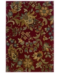 An assemblage of swirling blossoms against a rich sangria-red ground assures a captivating visual addition to your floor. Pairing a hard-twist nylon construction with a special dyeing technique, this transitional piece is designed to recreate the look and feel of the finest antique rugs. An assemblage of swirling blossoms against a rich sangria-red ground assures a captivating visual addition to your floor. Pairing a hard-twist nylon construction with a special dyeing technique, this transitional piece is designed to recreate the look and feel of the finest antique rugs.