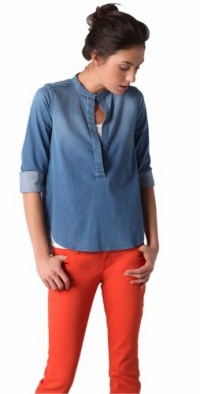 Vince Half Placket Denim Shirt Size 4 Vince Half Placket Denim Shirt Size 4