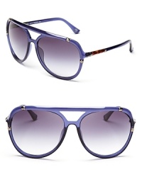 You'll be pure stud styling in these embellished, translucent aviators from MICHAEL Michael Kors. You'll be pure stud styling in these embellished, translucent aviators from MICHAEL Michael Kors.