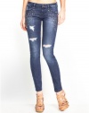 GUESS Brittney Ankle Skinny Studded Jeans in H, HORIZON BLUE W DESTROY WASH (28)