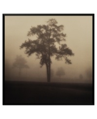 Almost eerie in black and white, this photo print sets a quiet, contemplative mood. A lone tree comes into focus despite dense fog while, in the distance, others are barely visible. Finished with a narrow black frame. Almost eerie in black and white, this photo print sets a quiet, contemplative mood. A lone tree comes into focus despite dense fog while, in the distance, others are barely visible. Finished with a narrow black frame.